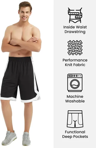 Miniatura 3 de TopTie Pantalones cortos de baloncesto de malla de 7 pulgadas con bolsillos para hombre, pantalones cortos deportivos activos de 2 tonos, pantalones