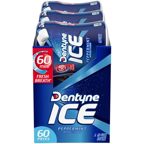 Dentyne Ice Peppermint - Goma de mascar sin azúcar, 6 botellas de 60 piezas (360 piezas en total)