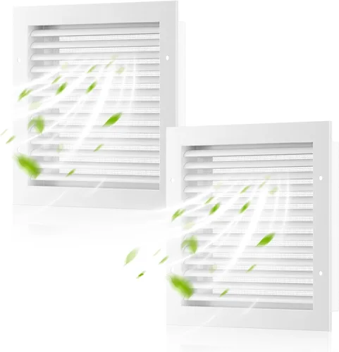 Miniatura 17 de Rejillas de ventilación de pared de 8 pulgadas de ancho x 8 pulgadas de alto, rejillas de ventilación Hon&Guan de aleación de aluminio a dos aguas