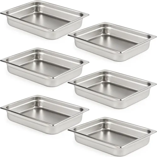 Miniatura 16 de CURTA Paquete de 6 sartenes antiatascos para hotel, tamaño 1/6 de 6 pulgadas de profundidad, bandeja comercial NSF de acero inoxidable 18/8
