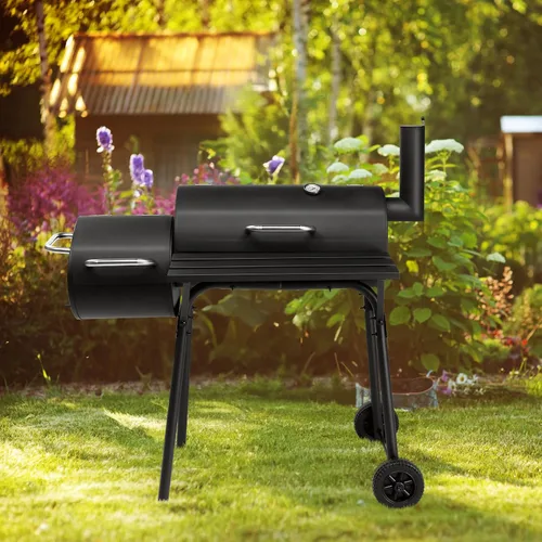 Miniatura 6 de Parrilla de carbón portátil de barril de 43.7 pulgadas, ahumador de metal para exteriores, parrilla de barbacoa de alta resistencia al aire libre