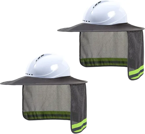 Miniatura 26 de Parasol para Casco Duro, Visera de Alta Visibilidad con Protección para el Cuello con Tira Reflectante, Accesorios para Casco Duro, Visera Completa