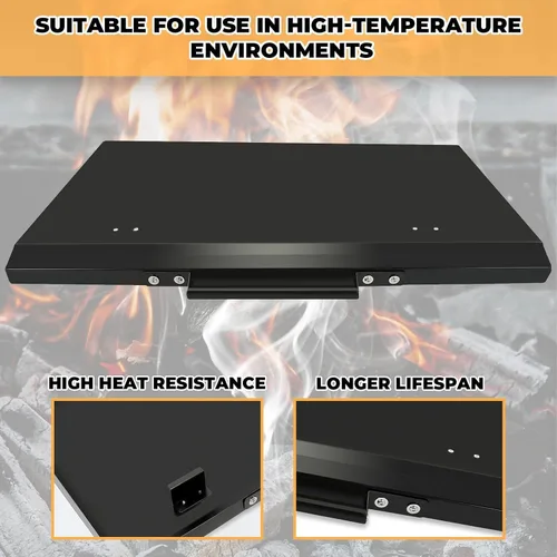 Miniatura 4 de ECOTRIC Tapa de parrilla de 36 pulgadas, con recubrimiento en polvo, aluminio negro, compatible con plancha Blackstone de 36 pulgadas, piedra negra
