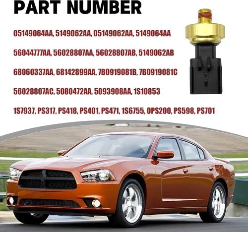 Miniatura 3 de 5149062AA Sensor de presión de aceite de motor Interruptor remitente compatible con Dodge Avenger 2011-2014, Caliber 2009-2010, Grand Caravan 3.6L