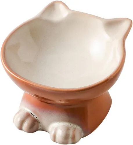 Miniatura 11 de Nihow Cuencos Elevados Inclinados para Gatos: Cuenco Elevado de Cerámica de 5 Pulgadas para Comida de Gato para Proteger la Columna Vertebral