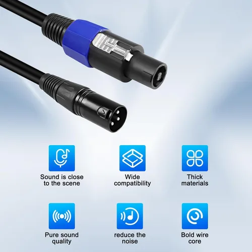 Miniatura 4 de XMSJSIY Speakon a XLR Cable Audio Jack Macho a XLR 3Pin Macho Micrófono Extensión de Micrófono Cable Extensor Cable de altavoz con bloqueo giratorio