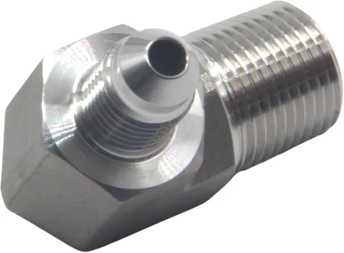Miniatura 4 de HFS (R) 3/8" macho NPT a 1/4" macho JIC codo 90° Flare tubería de acero inoxidable 304 (3/8" MNPT x 1/4" MJIC)