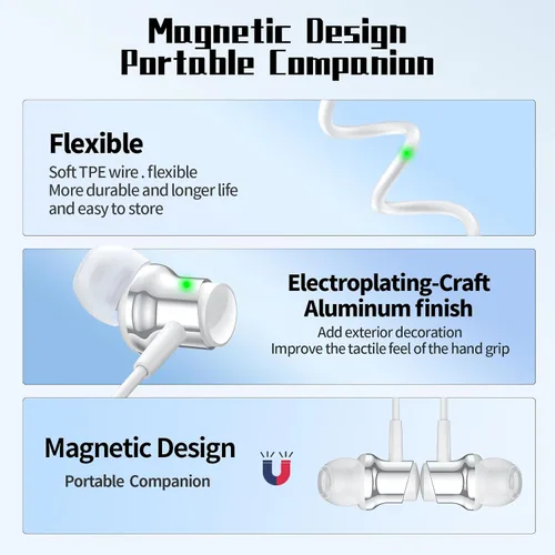 Miniatura 7 de Auriculares USB C para Samsung S25 S24 S23 Ultra FE S22 A55 A54 Auriculares con cable magnéticos tipo C con micrófono Control de volumen Cancelación