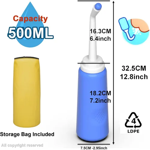 Miniatura 3 de 2 botellas bidé portátil - Botella de lavado mamá exprimible 500ml 17oz - Botella de bidé de viaje para ducha y inodoro portátil para mujeres