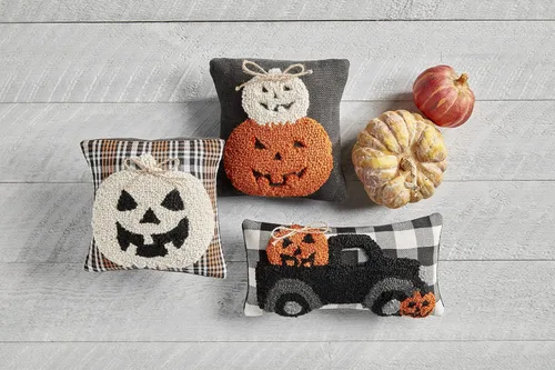 Miniatura 3 de Mud Pie Mini almohada de gancho de Halloween, 1 unidad (paquete de 1), dos calabazas