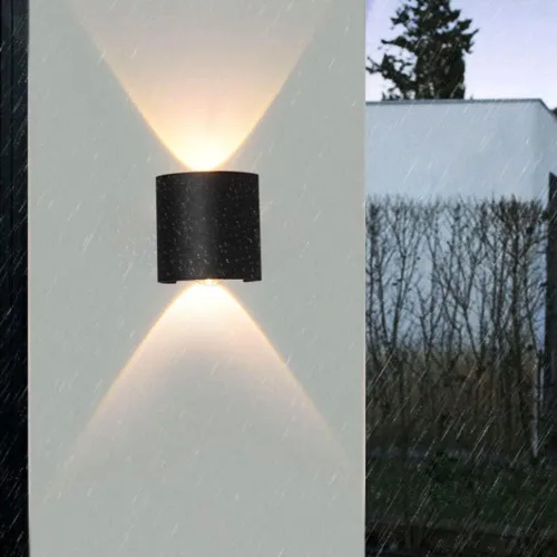 Miniatura 3 de MEGHALI Paquete de 2 lámparas de pared para exteriores, color negro, 2 W, modernos apliques de pared exteriores arriba y abajo, de aluminio