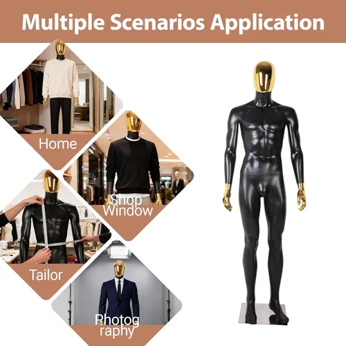 Miniatura 3 de Maniquí de cuerpo completo masculino – Soporte de maniquí con base de metal Pantalla de forma de vestido desmontable, modelo de vestido ajustable