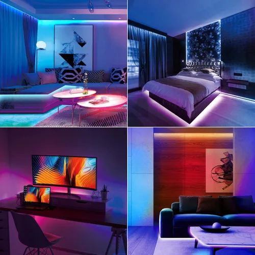 Miniatura 5 de Kit de tiras LED RGB COB, 9.8 pies ultra brillantes (840 LEDs/m) luces LED Bluetooth con control remoto de aplicación inteligente, luces LED