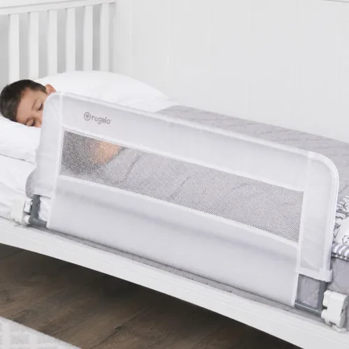 Miniatura 12 de Regalo Hideaway Barandilla de Cama Extra Larga de 54 Pulgadas, con Sistema de Seguridad de Anclaje Reforzado, Gris