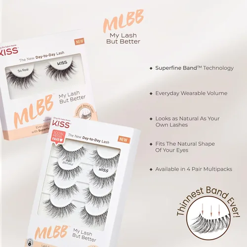 Miniatura 6 de KISS My Lash But Better, Pestañas Postizas, 'Tan Real', 12mm, Incluye 1 Par De Pestañas, Fácil De Aplicar, Racimos De Pestañas Reutilizables
