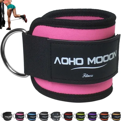Miniatura 27 de AOHO MOOON Correas de tobillo ajustables y cómodas para máquinas de cable para mujeres, correa de pierna para gimnasio, tobillera para glúteos