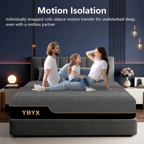 Miniatura 3 de Colchón de tamaño matrimonial, colchones de 12 pulgadas de tamaño matrimonial híbridos con espuma viscoelástica y almohada superior - sensación