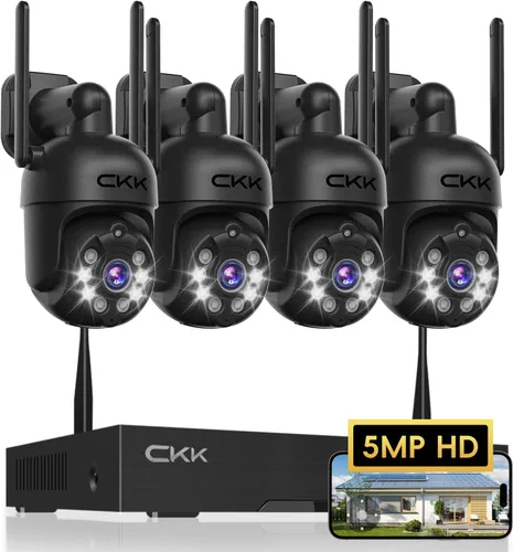 Miniatura 10 de [3K, vista de 360°] Sistema de cámara de seguridad inalámbrica de 5MP, 4 cámaras PTZ 3K para exteriores interiores, sistema de vigilancia WiFi dual
