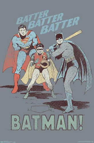 Miniatura 12 de Trends International DC Comics - Póster de Batman - Robin - Superman - Batter Wall Poster, 14.725 x 22.375 pulgadas, versión enmarcada de madera