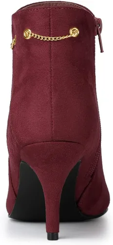 Miniatura 3 de Allegra K Botines de tacón de aguja con cremallera lateral y punta puntiaguda para mujer