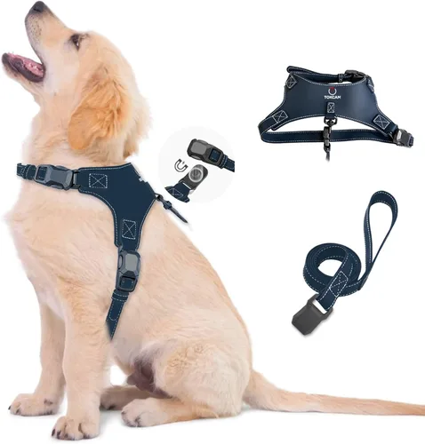 Miniatura 10 de Arnés magnético para cachorros y correa con hebilla de liberación rápida, fácil de poner y quitar, arnés de perro de piel sintética y correa