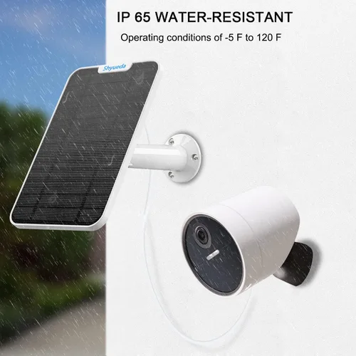 Miniatura 6 de Carga de panel solar de 4 W compatible solo con cámara de seguridad SimpliSafe para exteriores, con cable de carga impermeable de 13.1 pies, IP65