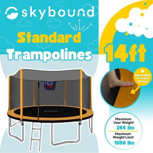 Miniatura 2 de SkyBound Trampoline with Safety Padded Poles - 10ft 12ft 14ft 15ft 16ft Large Outdoor Backyard ASTM Approved Trampolines for Kids & Adults - Heavy