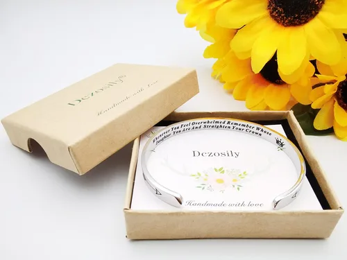 Miniatura 208 de Pulseras inspiradoras para mujer, joyería de acero inoxidable, con refranes, pulsera motivacional con mensaje oculto, pulseras grabadas para mejor