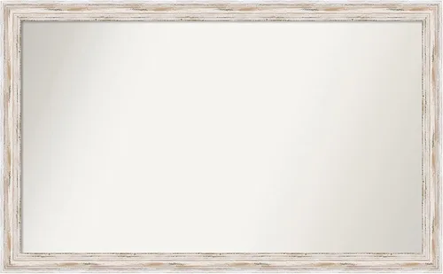 Miniatura 224 de Amanti Art Espejo de baño blanco para sobre el fregadero, 30 x 35 pulgadas, espejo de tocador rectangular estrecho de Eva de oro blanco, marco