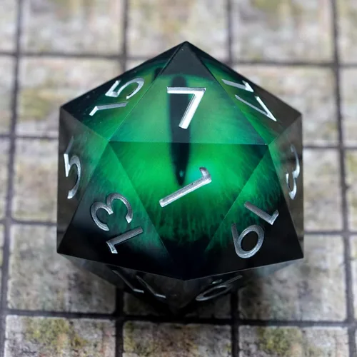 Miniatura 4 de Sharp Edge Eyeball D20 - Dados grandes individuales de 1.76 pulgadas con estuche de regalo, dados de ojo móvil de dragón para Calabozos y Dragones