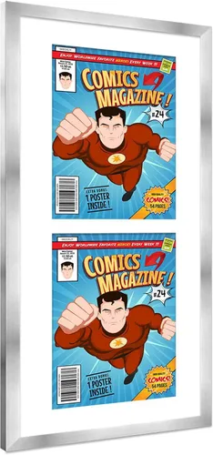 Miniatura 53 de Poster Palooza Marco de cómic con paspartú para 1 cómic de la Edad de Bronce publicado entre 1970 y 1985, marco de cómic negro para cómic de 7.25 x