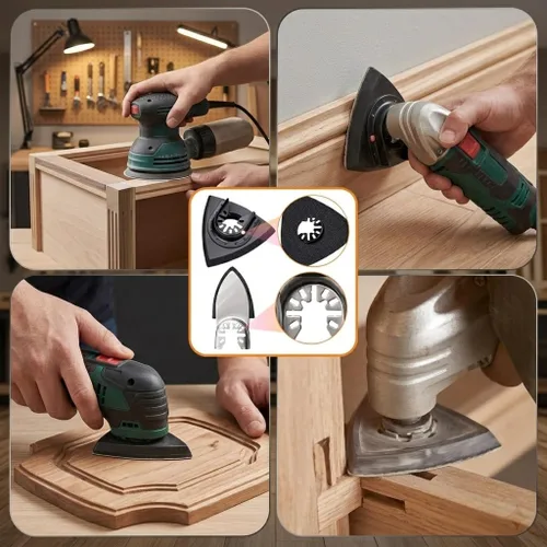 Miniatura 4 de Kit de 104 almohadillas de lijado de detalles para herramientas oscilantes, 2 almohadillas de lijado triangulares y 2 almohadillas de lijado