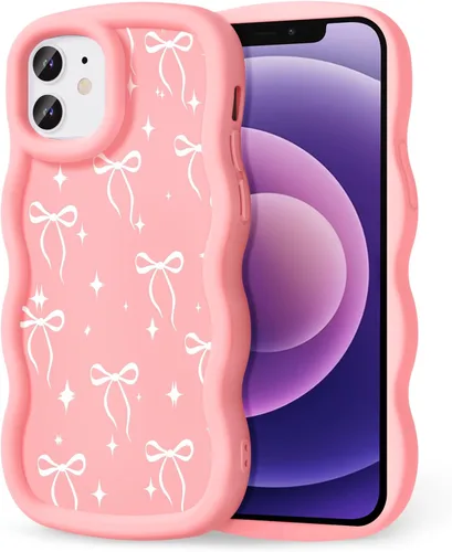 Miniatura 220 de Compatible con iPhone SE/8/7 Funda para Mujeres y Niñas, Marco Ondulado Rizado con Patrón Lindo, Estética Delgada Suave Silicona TPU Parachoques