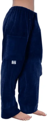 Miniatura 4 de Pantalones de toalla para nadadores – Azul marino – Pantalones de toalla de rizo de algodón – Cobertura de playa–Ropa de resort–Ropa de natación