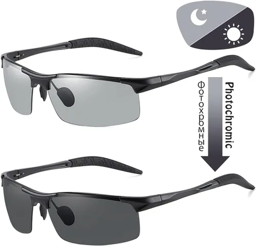 Miniatura 2 de Gafas de sol fotocromáticas para hombres y mujeres, gafas de sol deportivas para conducción, pesca, ciclismo, antirreflejos Marco negro