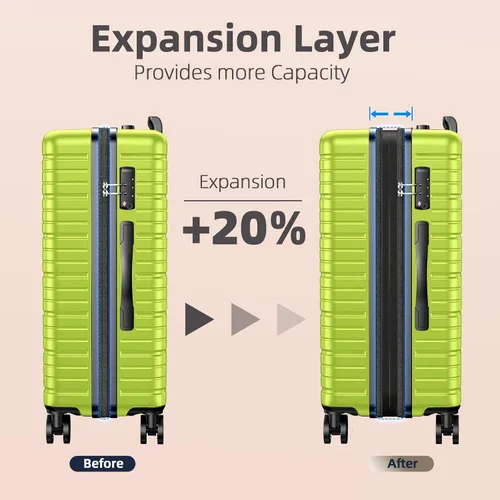 Miniatura 6 de BEOW Luggage Set Hardside Lightweight Suitcase Sets ABS Durable Wheels with TSA Lock 4 Piece Set Green (16202428)