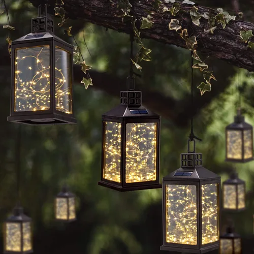 Miniatura 6 de Luces de Farol Solar para Exteriores SUNWIND Lámpara de Mesa Solar Impermeable Iluminación Colgante con 40 LEDs Blancos Cálidos para Decoración