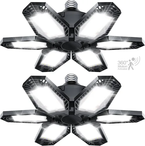Miniatura 7 de TANBABY Luz LED mejorada para garaje, luz de techo LED deformable de 150 W, 15000 lm, E26/E27, iluminación de garaje con bombilla de 6+1 paneles