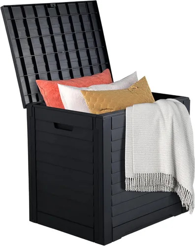 Miniatura 9 de DWVO Caja de almacenamiento exterior de 30 galones, contenedor de almacenamiento exterior con cerradura para herramientas de jardinería, cojines