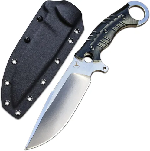 Cuchillo de hoja fija de 12.2 pulgadas, mango de acero G10 DC53, cuchillo de garra para exteriores, herramientas EDC de campamento, fundas Kydex