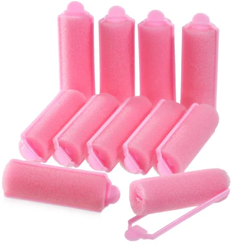 Zhehao 36 rodillos de espuma de esponja, pequeños rizadores sin calor de color rosa para cabello corto y largo, rizadores de peluquería flexibles