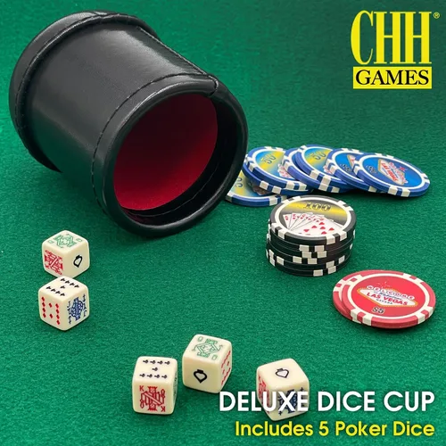 Miniatura 2 de CHH SS-CQG-7815 - Taza de cuero de lujo con 5 dados de póquer