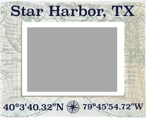 Star Harbor Texas Souvenir Wooden Photo Frame Compass Coordinates Design Matted to 4 x 6