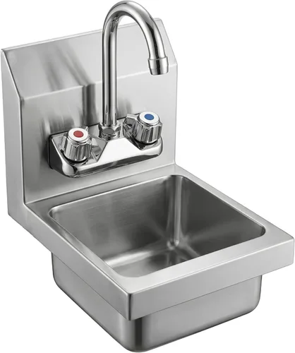 Miniatura 18 de AmGood Fregadero de mano de acero inoxidable para montaje en pared NSF Lavabo comercial de manos para restaurante, cocina y hogar