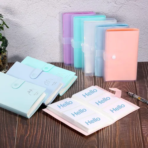 Miniatura 5 de PATIKIL Portatarjetas de visita, 1 paquete de carpeta portátil de plástico para tarjetas, libro organizador de tarjetas de nombre para mujeres