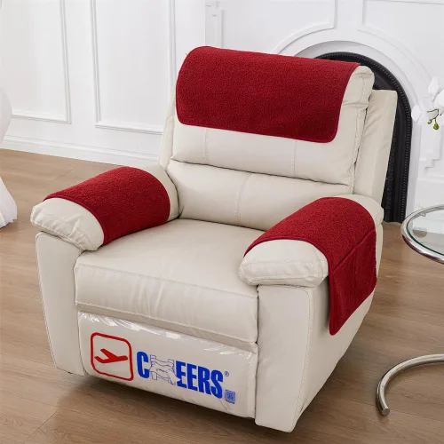Miniatura 15 de 3 fundas reclinables, fundas de brazo de sherpa para silla reclinable con bolsillos de almacenamiento, funda para reposacabezas para silla