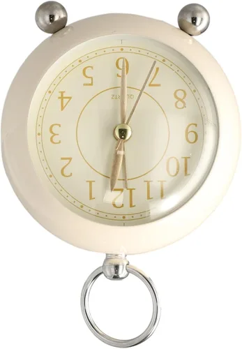 Miniatura 8 de Reloj despertador vintage de metal de mesa de 3.5 pulgadas colgante para anillo de noche despertador simple silencioso sin tictac con luz nocturna