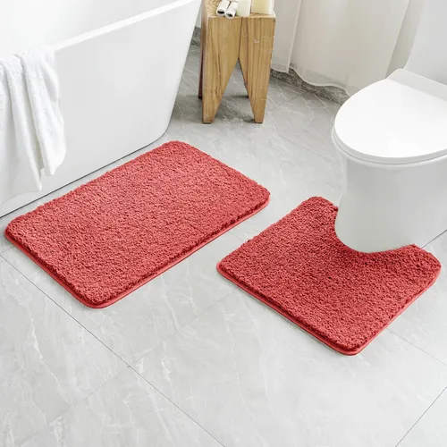 Miniatura 102 de MIULEE Juego de 2 alfombras de baño antideslizantes peludas extra gruesas y suaves, alfombrillas de baño de microfibra suave absorbente de agua