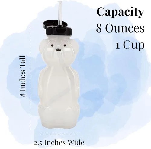 Miniatura 6 de Honey Bear - Vasos de paja (paquete de 3); botellas de terapia de 8 onzas con popotes flexibles