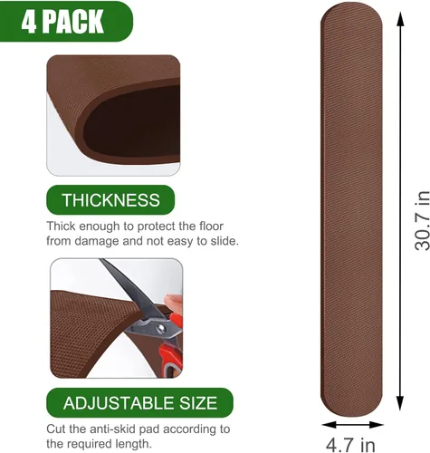 Miniatura 2 de Paquete de 4 almohadillas antideslizantes para rieles de muebles, almohadillas antideslizantes para muebles reclinables, almohadillas de agarre